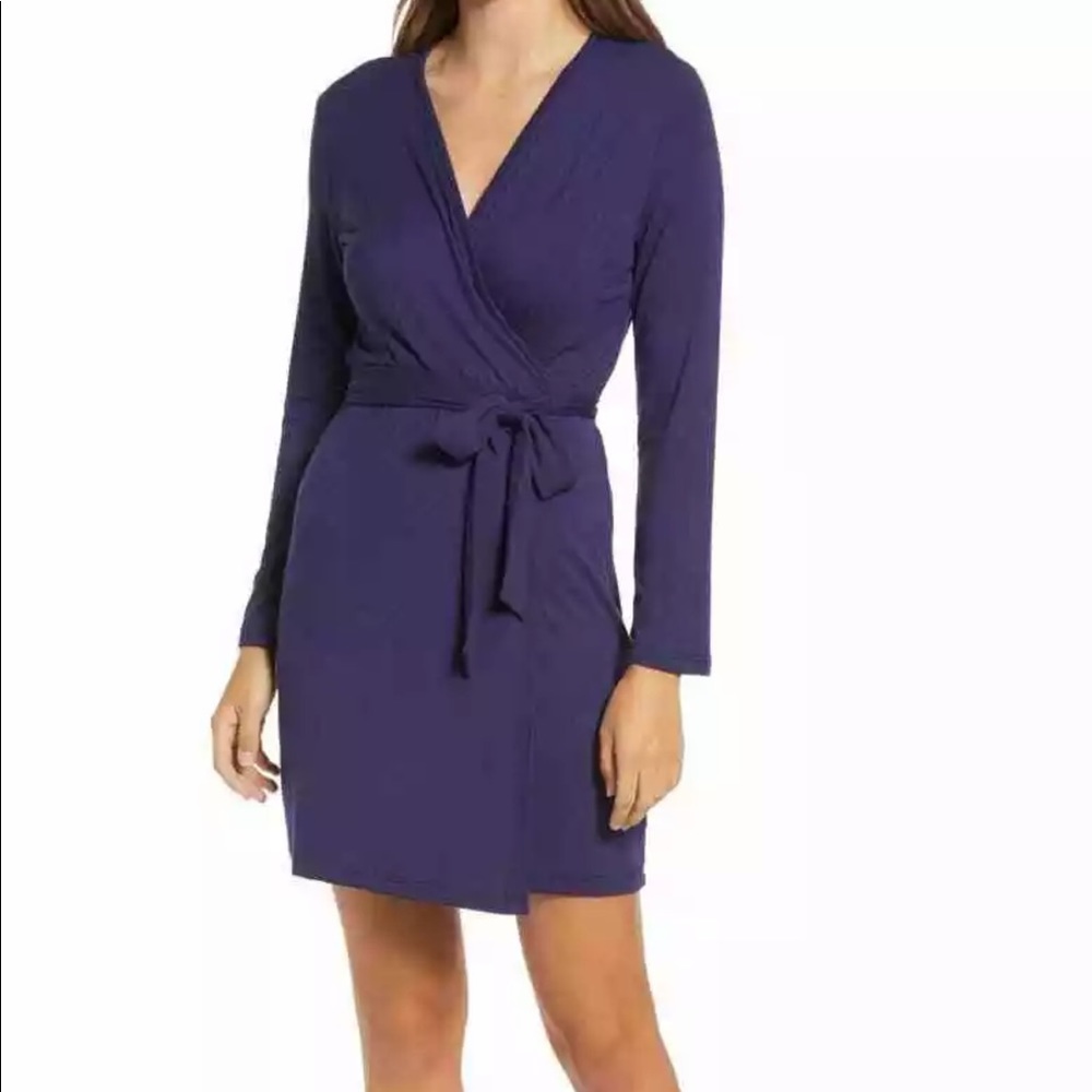 FRAICHE‎ BY J Long Sleeve Body-Con Minidress faux Wrap size L